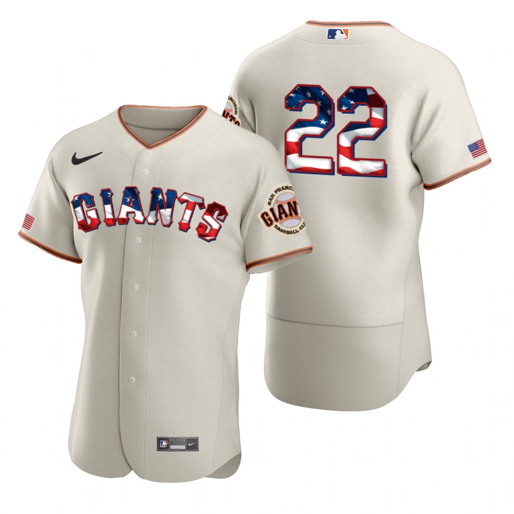 San Francisco Giants 22 Will Clark Men Nike Cream Fluttering USA Flag Limited Edition Authentic MLB Jersey